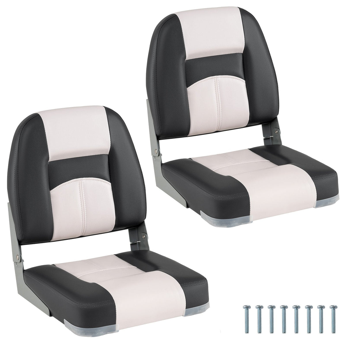 2-Pack Boat Seats with Thick Sponge Padding-Grey