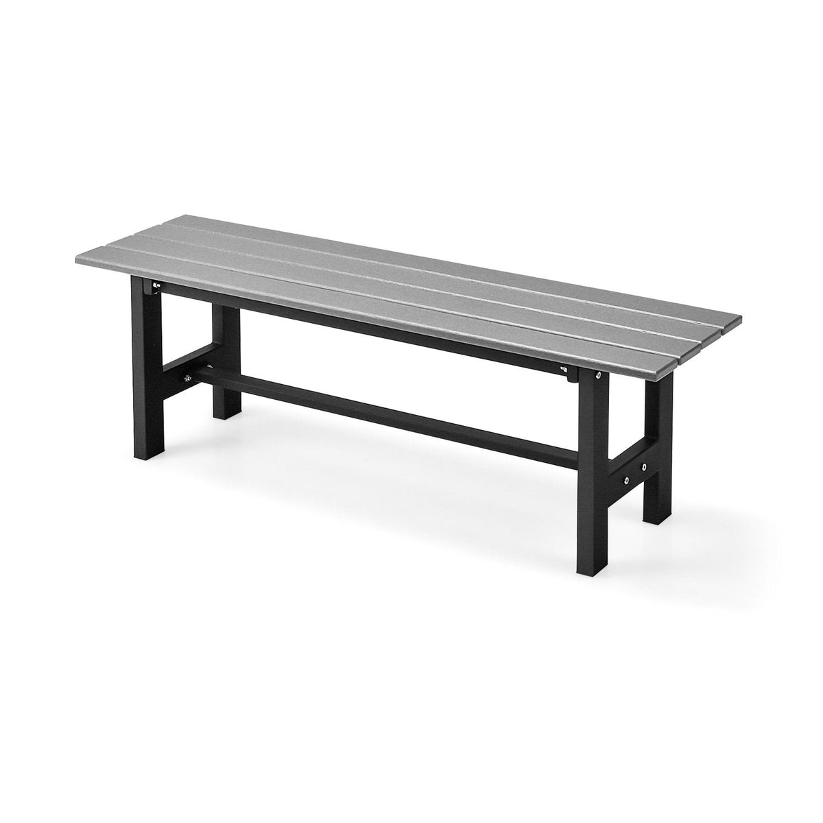 2-Person Outdoor Bench with Slatted Seat-Black