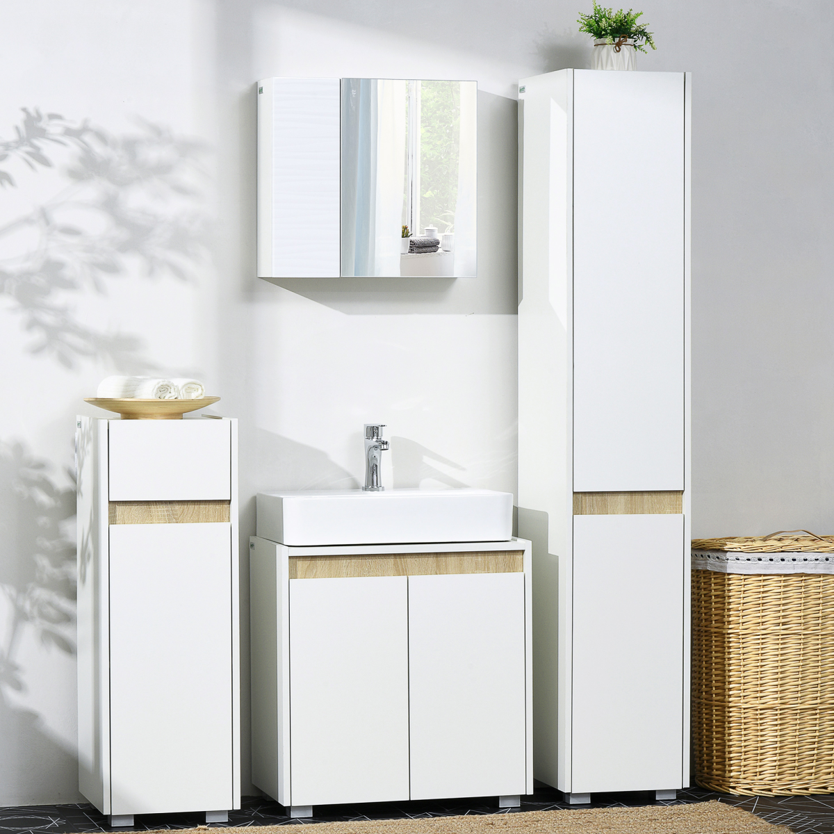 Bathroom Sink Cabinet, Floor Standing Under Sink Cabinet Double Doors White