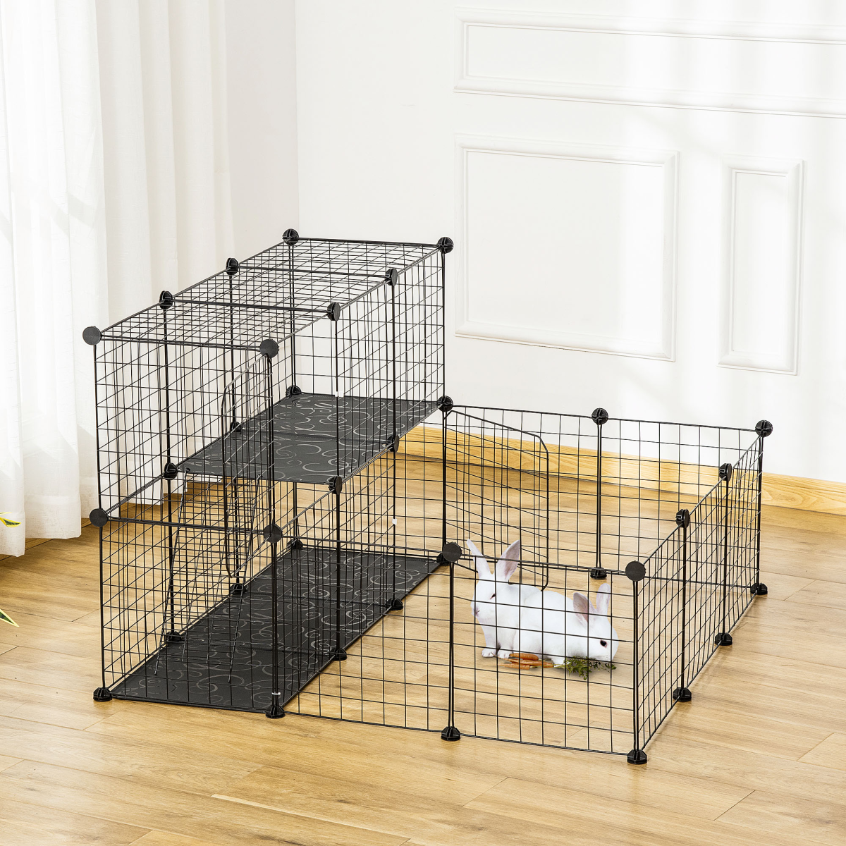 Pet Playpen DIY Small Animal Cage for Rabbit Ferret Chinchilla Guinea Pig Black