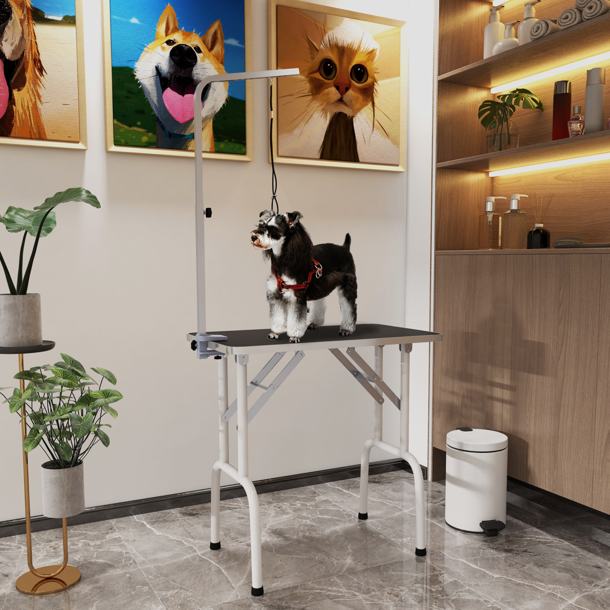 Dog Grooming Table Foldable with Adjustable Arm Max Load 30 KG 81x49x80 cm