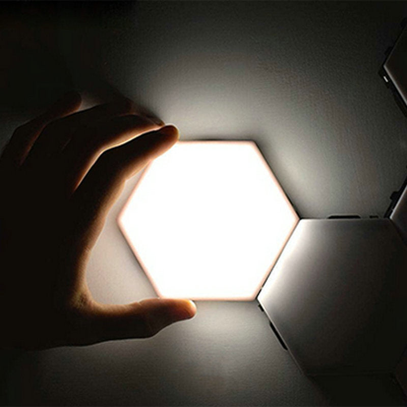 Compatible with Apple, Wireless Smart Phone Controlled LED Modular Honeycomb Light DIY Assembly Hexagonal Quantum Light Working With Android IOS System