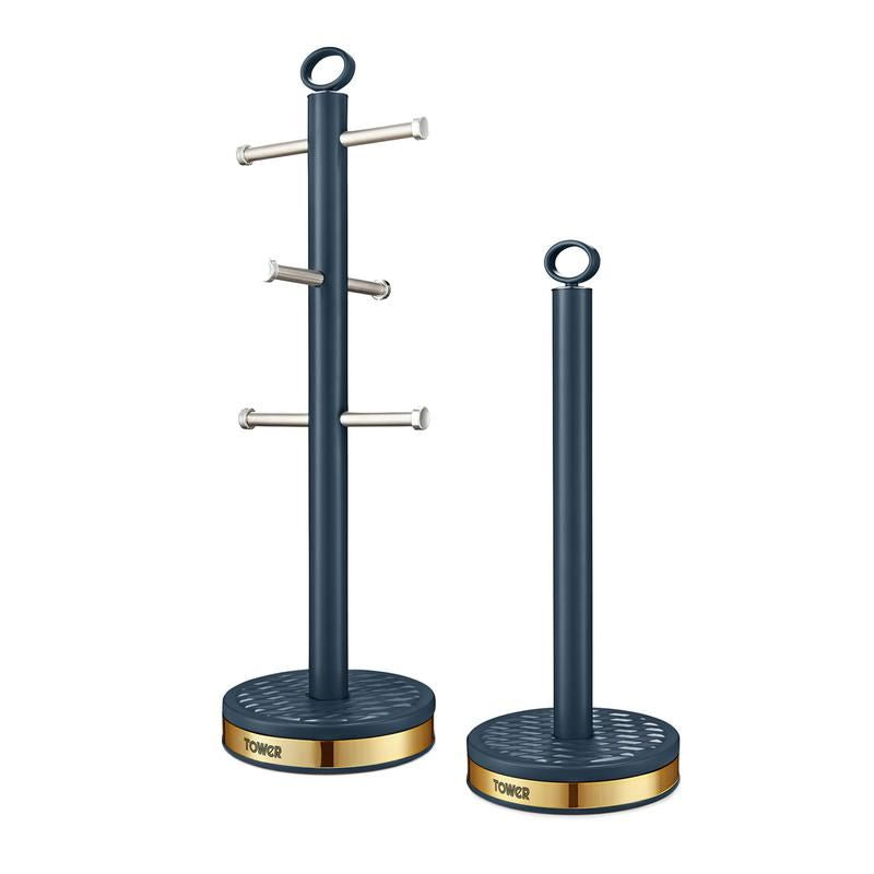 Tower Empire 6 Cup Mug Tree and Towel Pole Midnight Blue