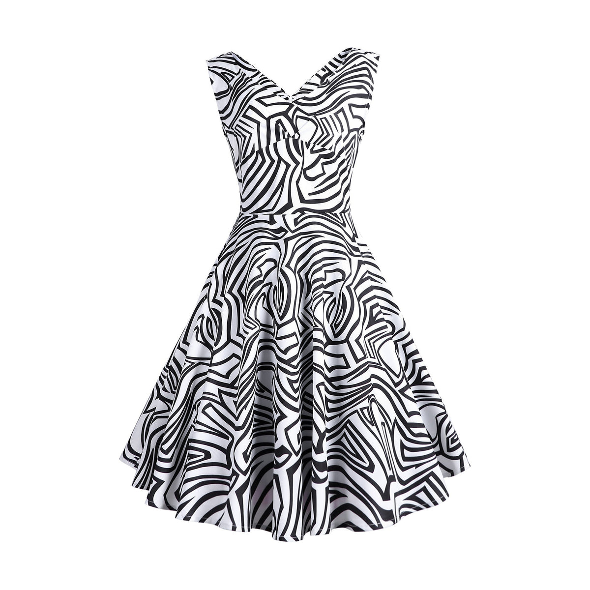 Retro Printed Maxi Sleeveless Dress Women
