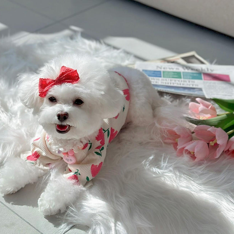 Dog Clothes Tulip Full Printed Waffle T-shirt