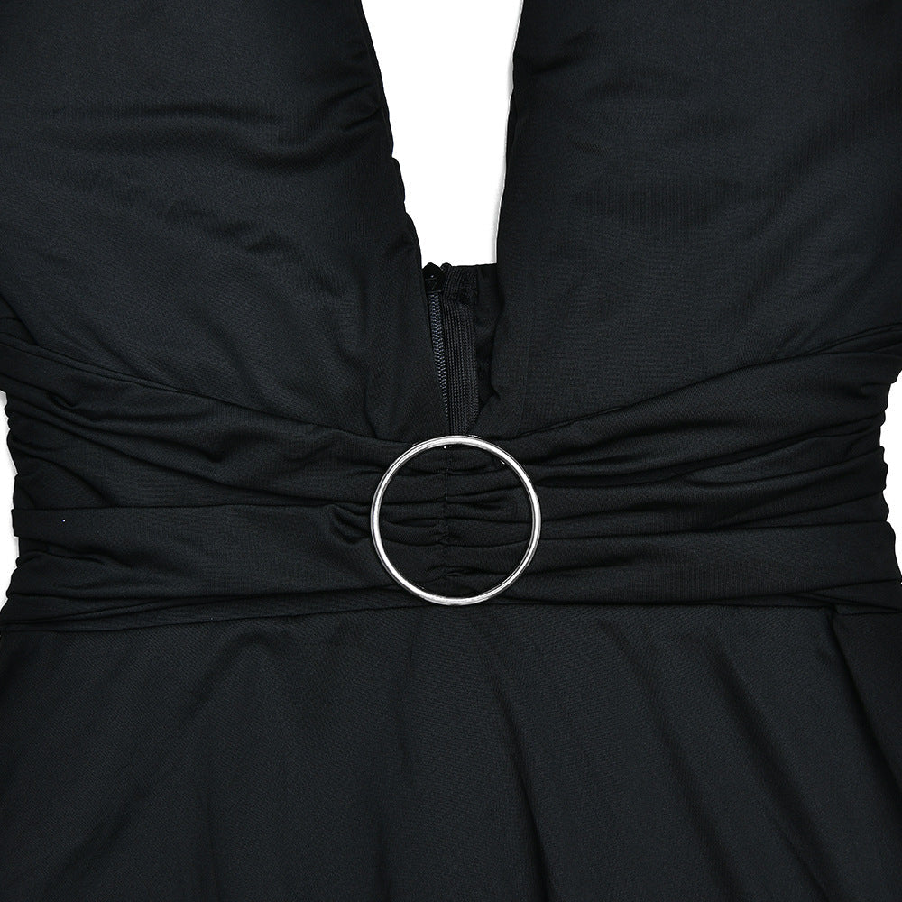 Elegant Stitching Halter Backless Fishtail Dress For Women