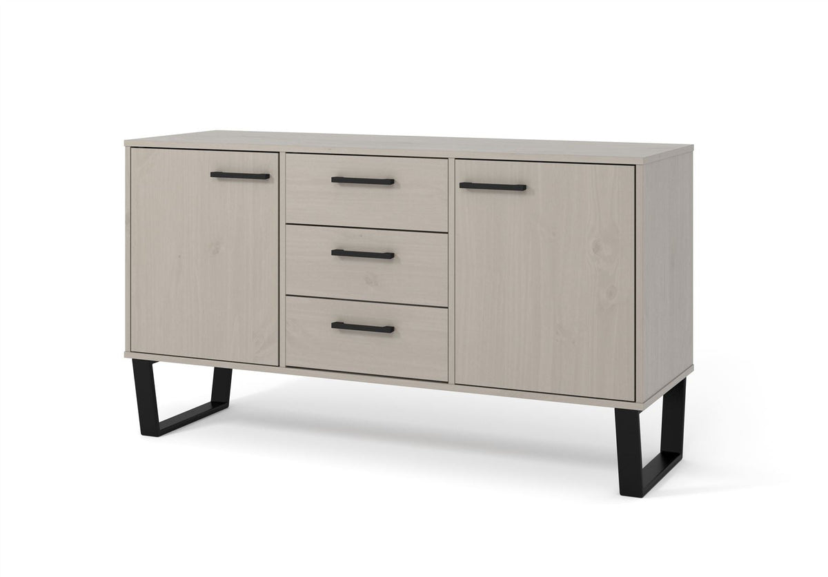 Texas Grey Waxed Pine Medium Sideboard With 2 Doors, 3 Drawers