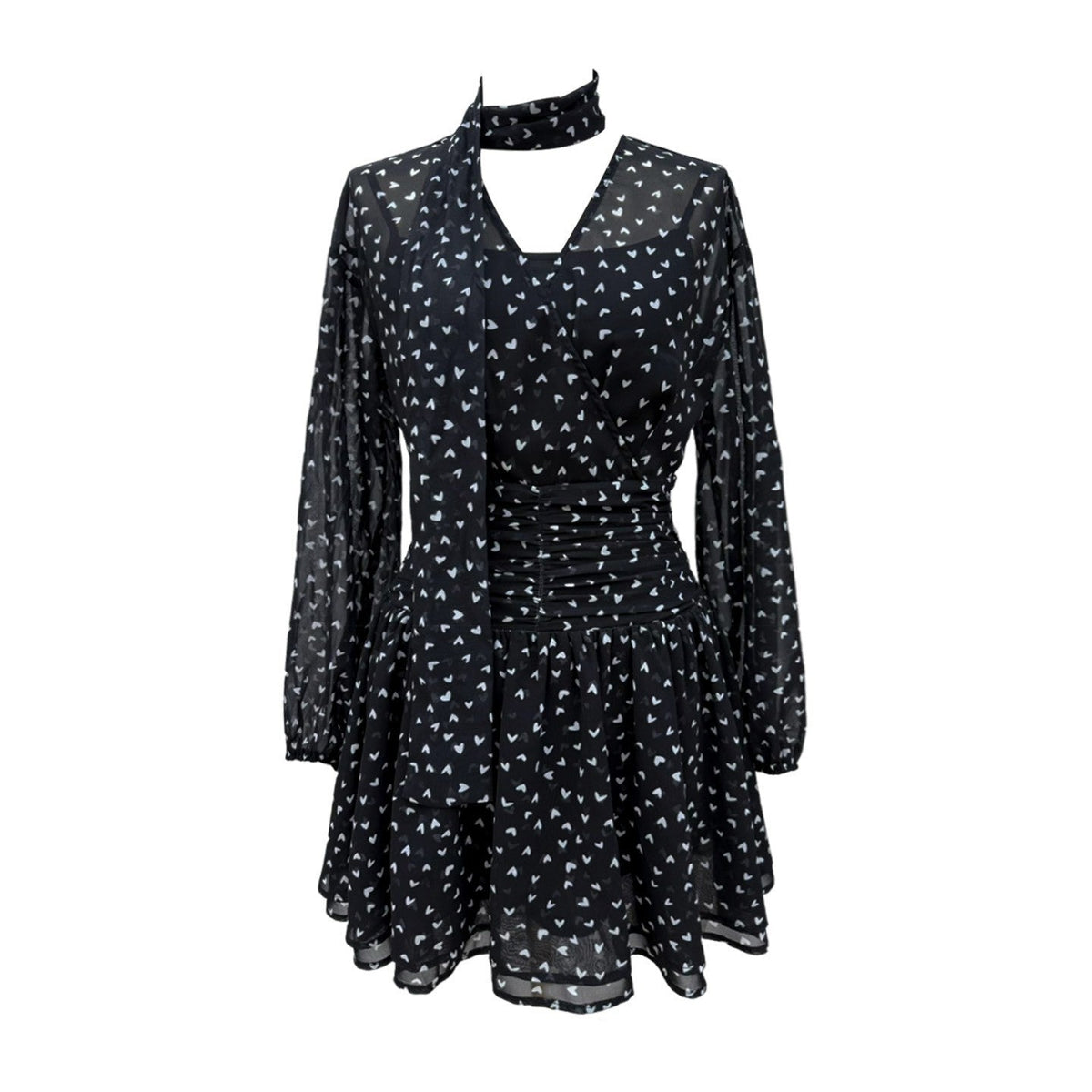 Elegant Waist-cinching Short Skirt French-style Dress For Women