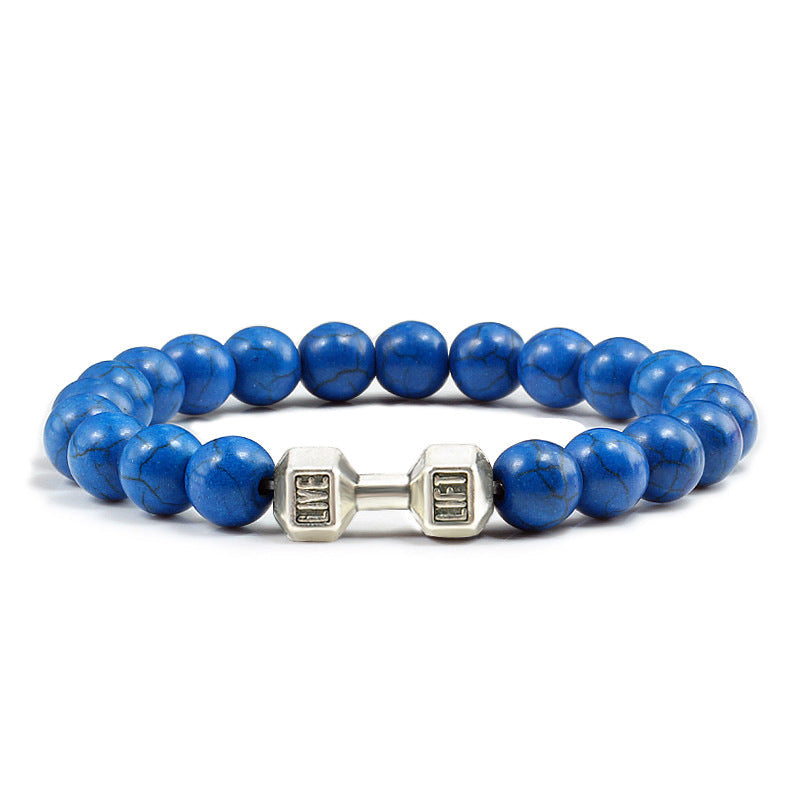 Turquoise Energy Healing Bracelet - Gun Black Barbell Bead Bracelet for Men & Women | Natural Stone Jewelry