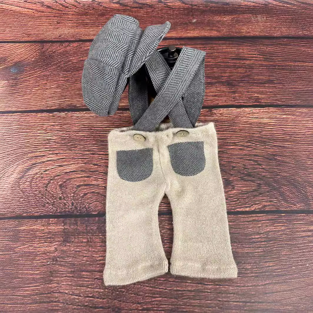Newborn Photography Clothing Props Children's Hat Overalls Set