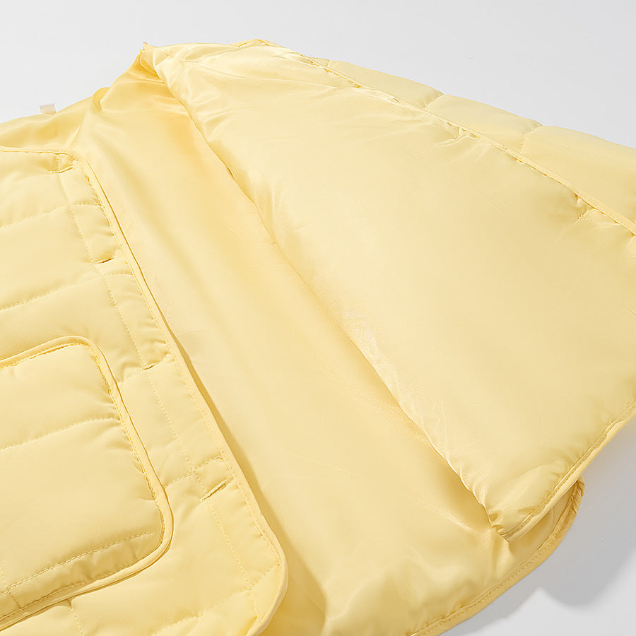 Autumn Women Clothing Yellow Quilted Cotton Plaid Cotton Clothing Cotton Coat