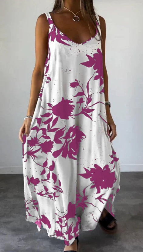 Summer Printed Sling Backless V-neck Dress