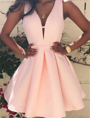 Backless Zipper Deep V-neck Sleeveless Fashion New Dress