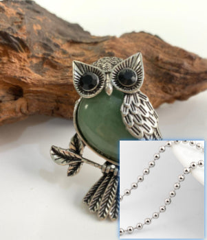 Natural Stone Crystal Pendant Owl Pendant Alloy Accessories Necklace