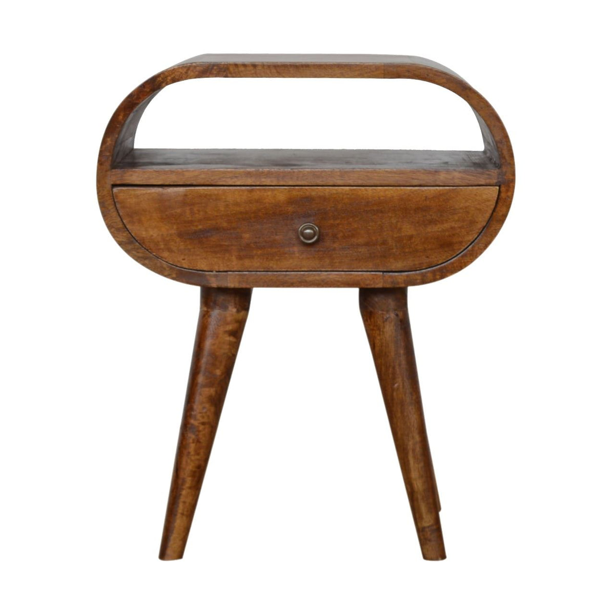 Artisan Chestnut Circular Bedside Table with Open Slot