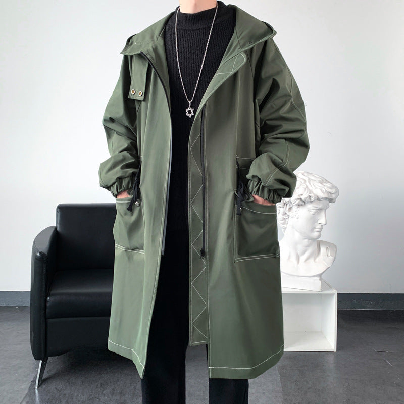 Men's Mid-Length Trench Coat - Spring Autumn Waterproof Jacket