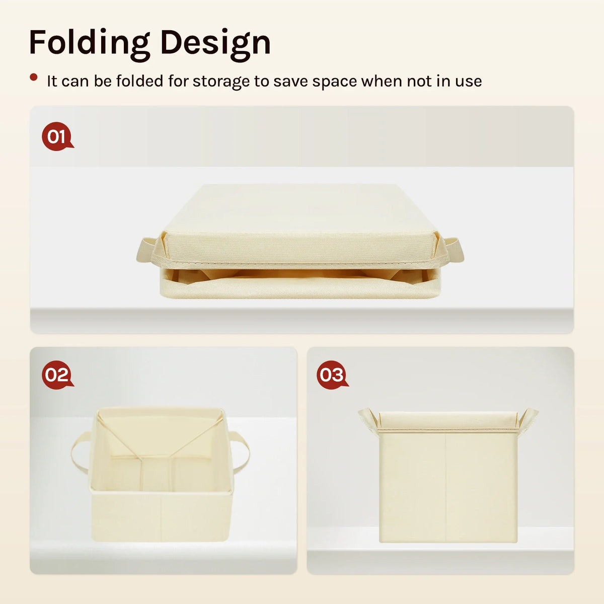 3/5 Set Foldable Fabric Storage Boxes Lids Closet Clothing Organiser Cream Grey