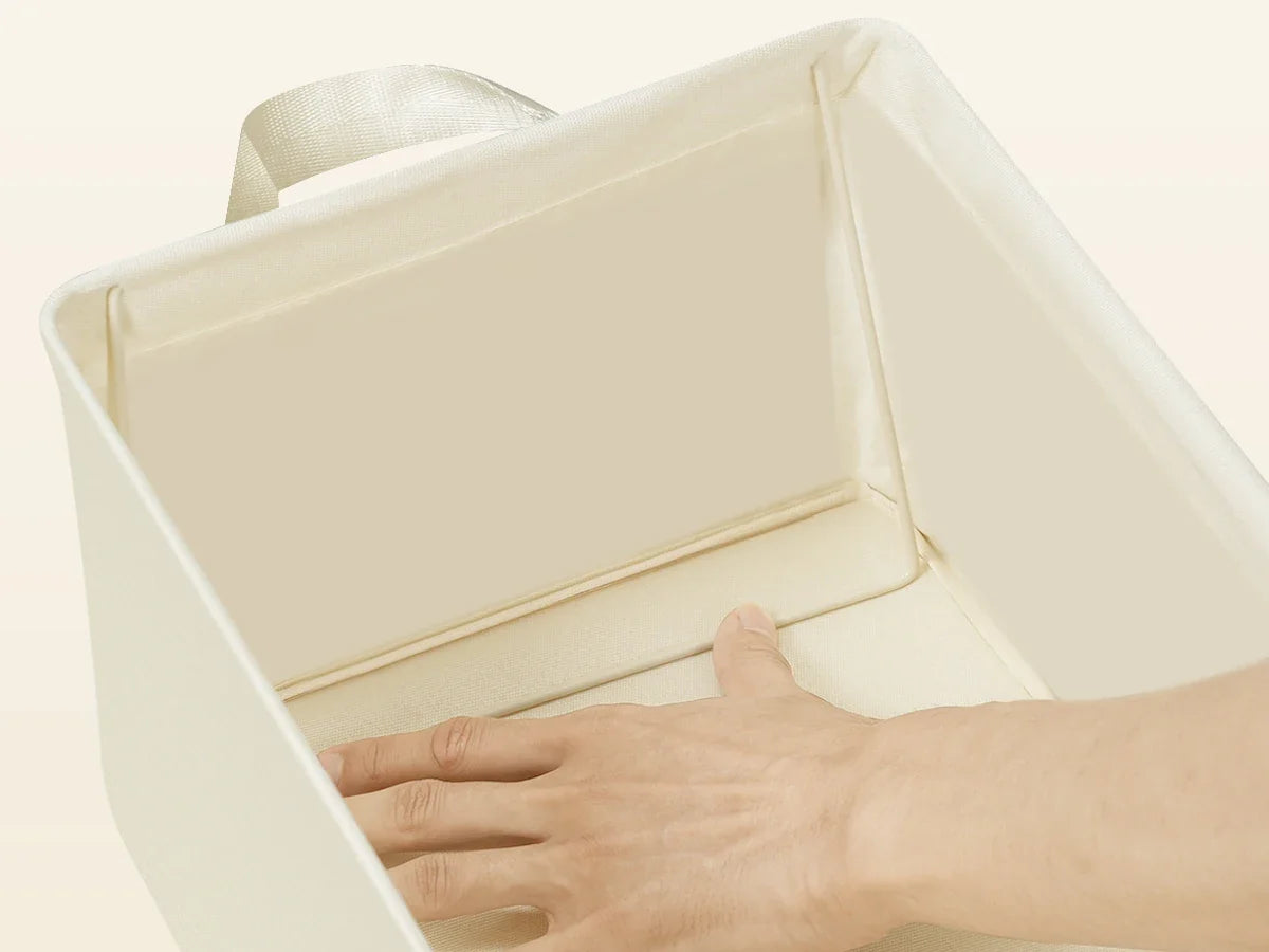 3/5 Set Foldable Fabric Storage Boxes Lids Closet Clothing Organiser Cream Grey