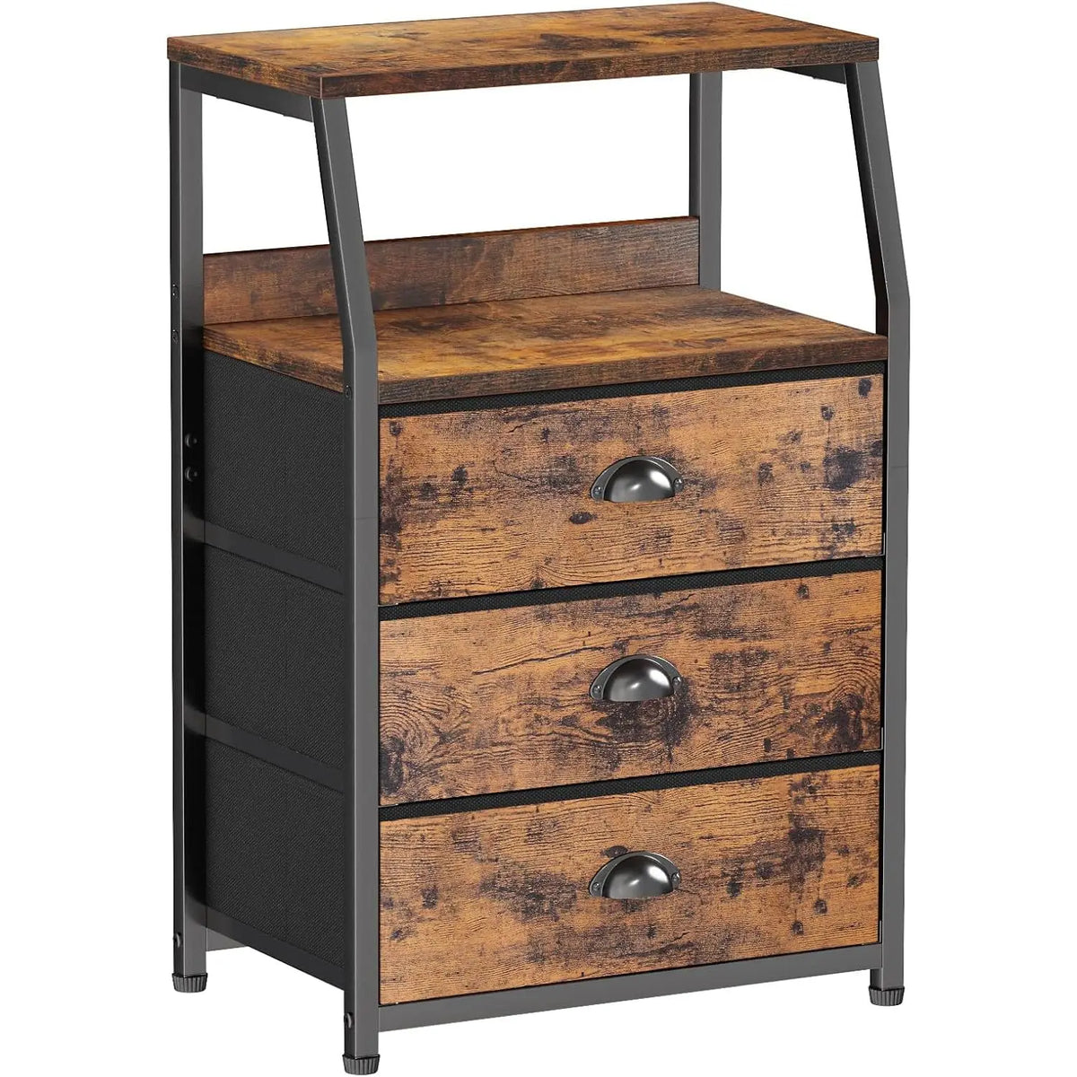 3 Drawer Bedside Table - Modern Storage Unit Slim Dresser with Shelf Nightstand