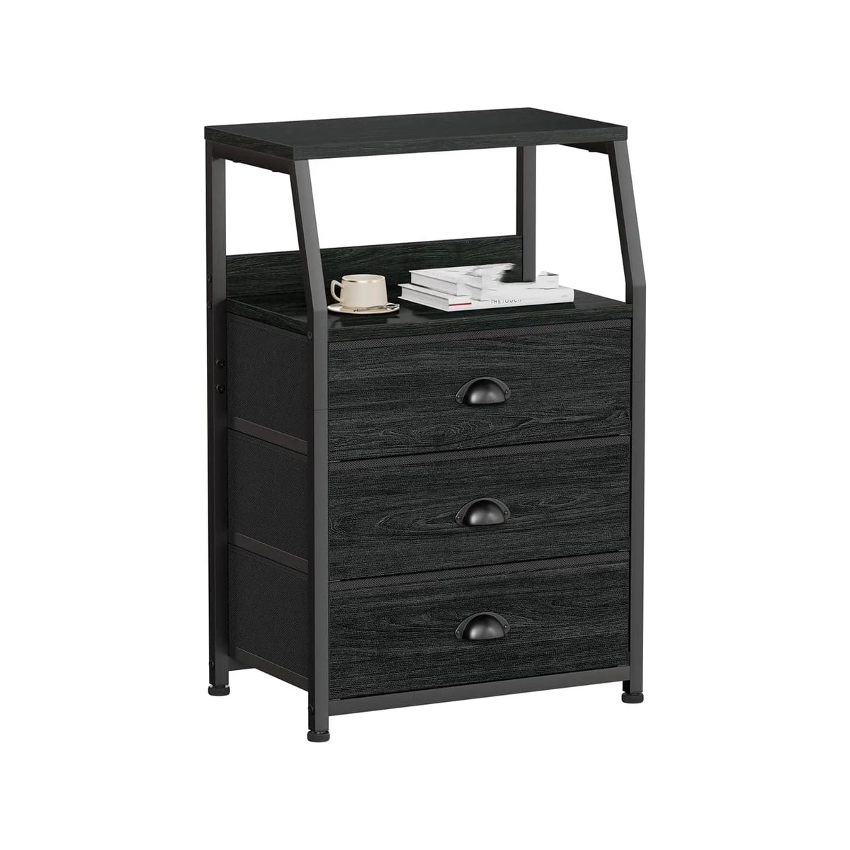3 Drawer Bedside Table - Modern Storage Unit Slim Dresser with Shelf Nightstand