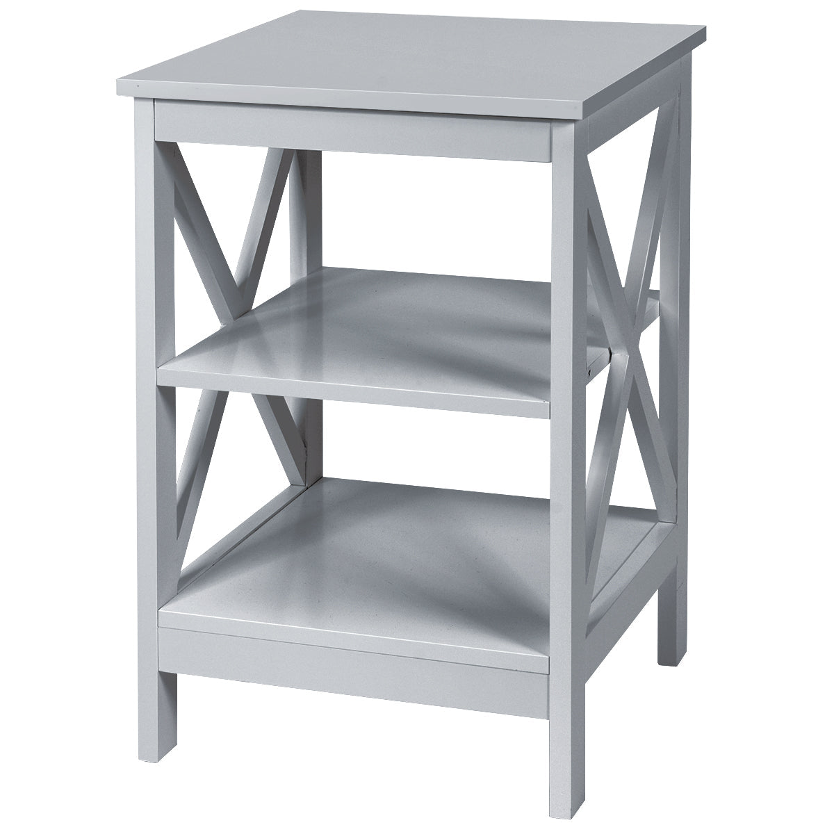 3-Tier Wooden Side table / Bedside Table -Grey