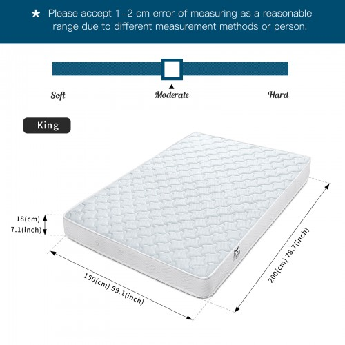 MTS004 - Memory Foam Quilted Sprung Mattress - 150×190×18 cm