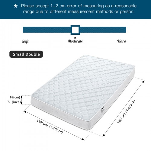 MTS004 - Memory Foam Quilted Sprung Mattress - 120×190×18 cm