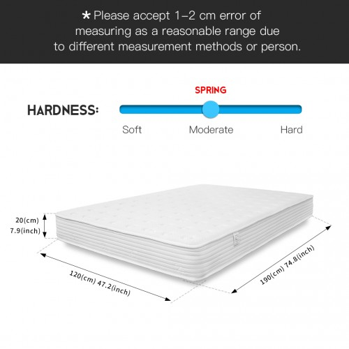 MTS002 - Memory Foam Quilted Sprung Mattress - 120×190×20 cm