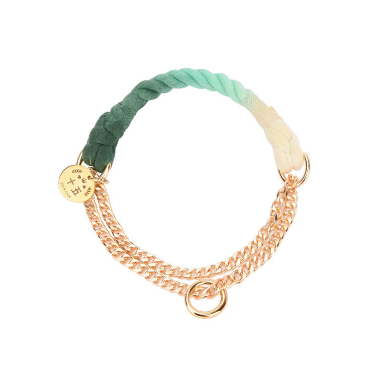 Multifunctional hand-woven gradient color collar