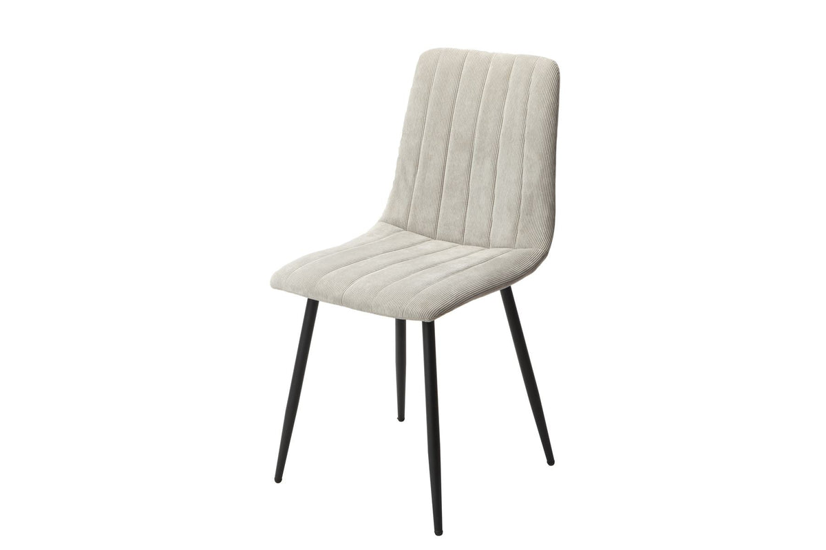 Aspen Straight Stitch Lt Grey Cord Dining Chair Black Tapered Legs (Pair)