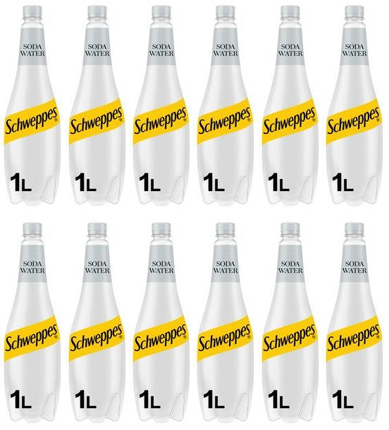 12 x Agua con gas Schweppes 1L