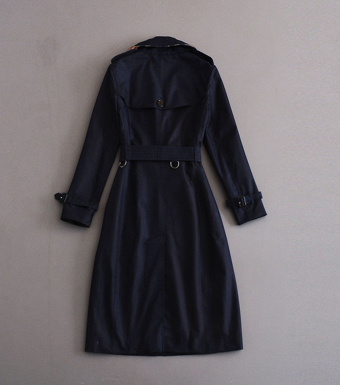 Double-breasted mid-length trench coat