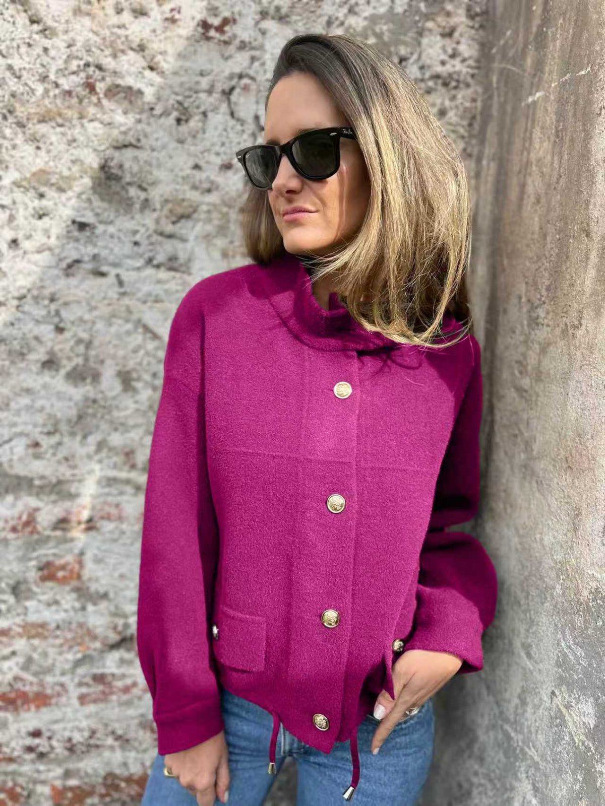 Tie Pocket Cardigan Single-breasted Mid-length Coat