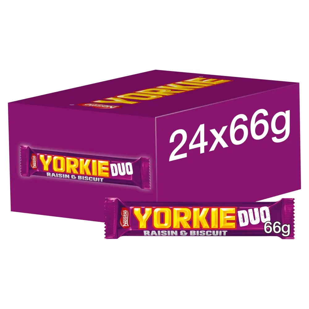 24 x Yorkie Raisin & Biscuit Schokoriegel im Doppelpack 66g