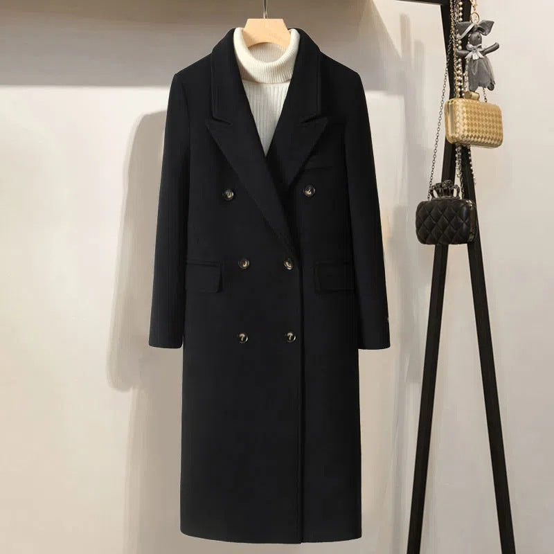 Women's Gray Woolen Plump Girls Loose All-match Coat