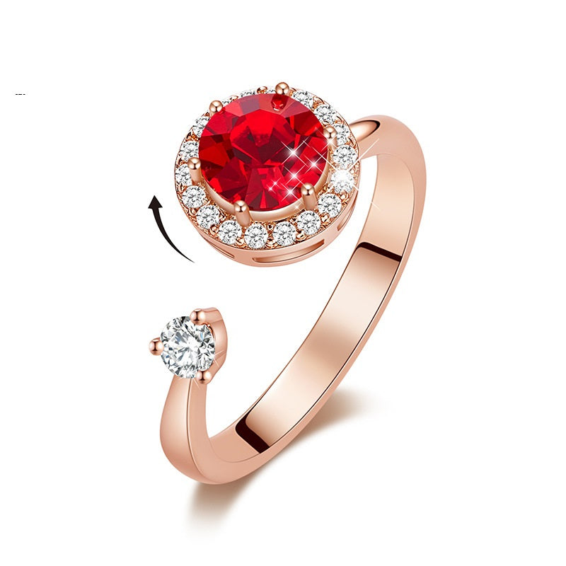 Europe and the United States new personality rotating ring female crystal ring