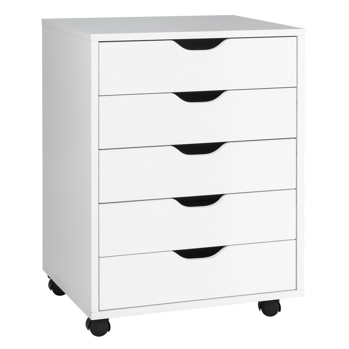 5 Drawer Chest with Wheels for Home and Office-Black