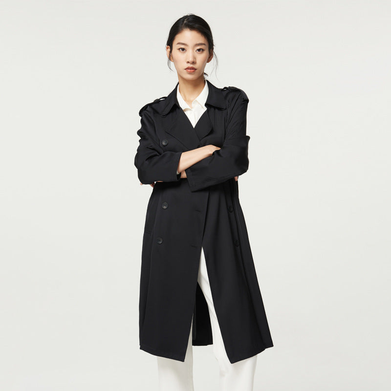 Women's Mid-length Double  Silk Trench Coat
