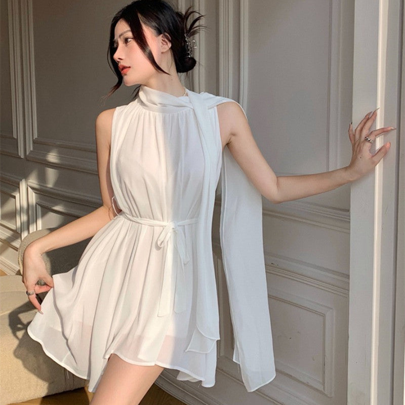 White Neck Dress Designed By Female Minority In Spring And Summer