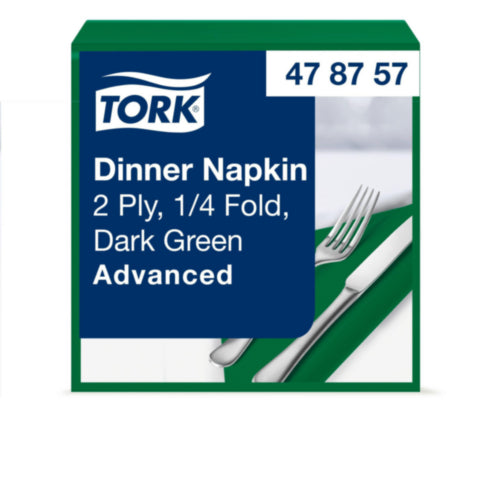 12 x Tork Dinner-Serviette Dunkelgrün 2-lagig 150 Stück