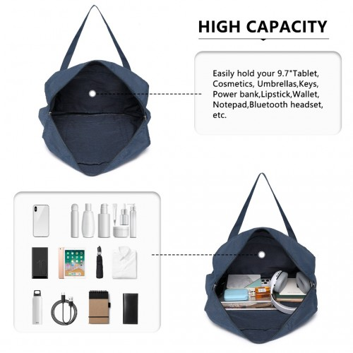 EQ2308 - Kono Foldable Waterproof Storage Cabin Travel Handbag - Navy