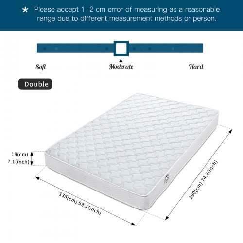MTS004 - Memory Foam Quilted Sprung Mattress - 135×190×18 cm