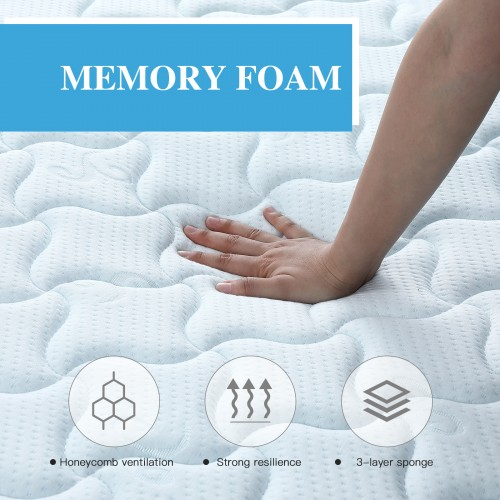 MTS004 - Memory Foam Quilted Sprung Mattress - 135×190×18 cm