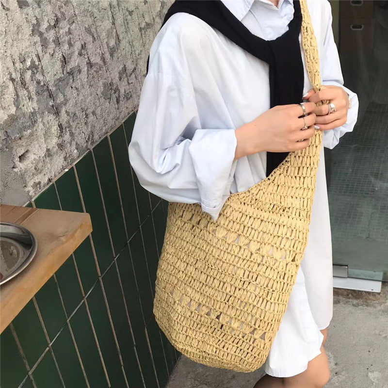 Single Handle Paper-string Woven Bag