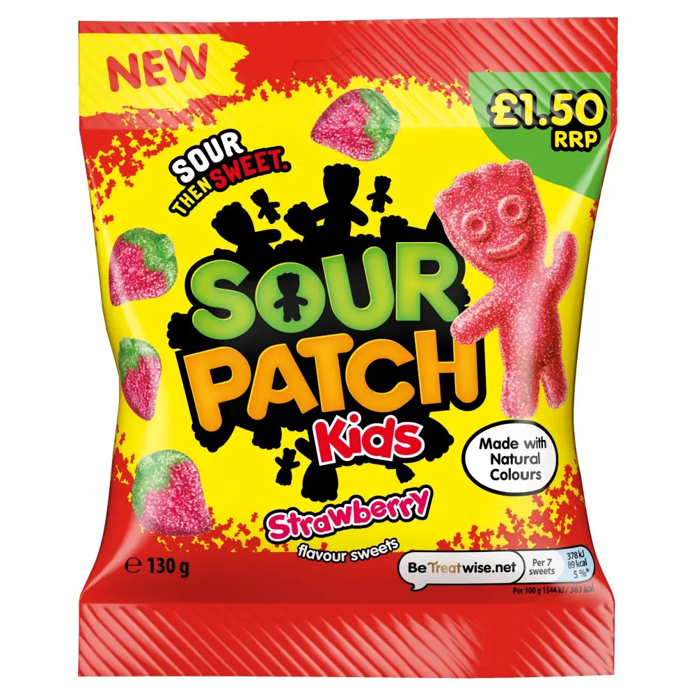 10 x Bolsas de dulces Sour Patch Kids sabor fresa - 130 g