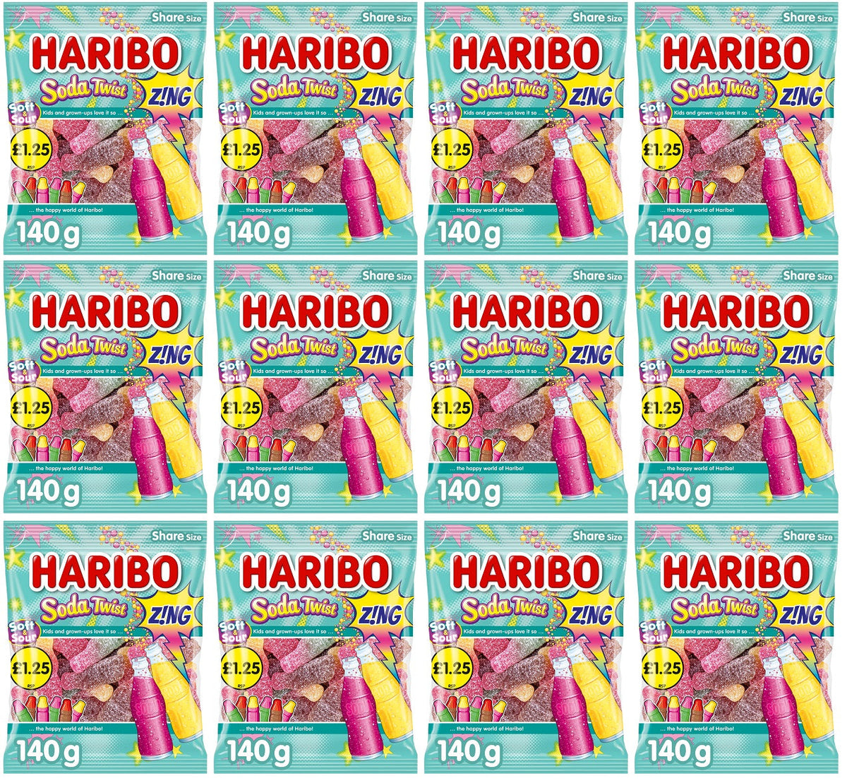 12 x Haribo Soda Twist Zing - 140 g