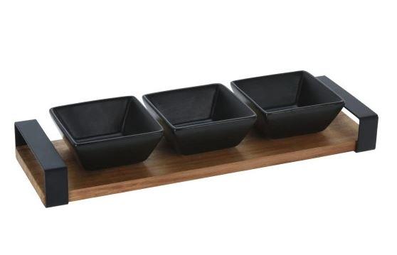 Serving Bowl Set on Acacia Board