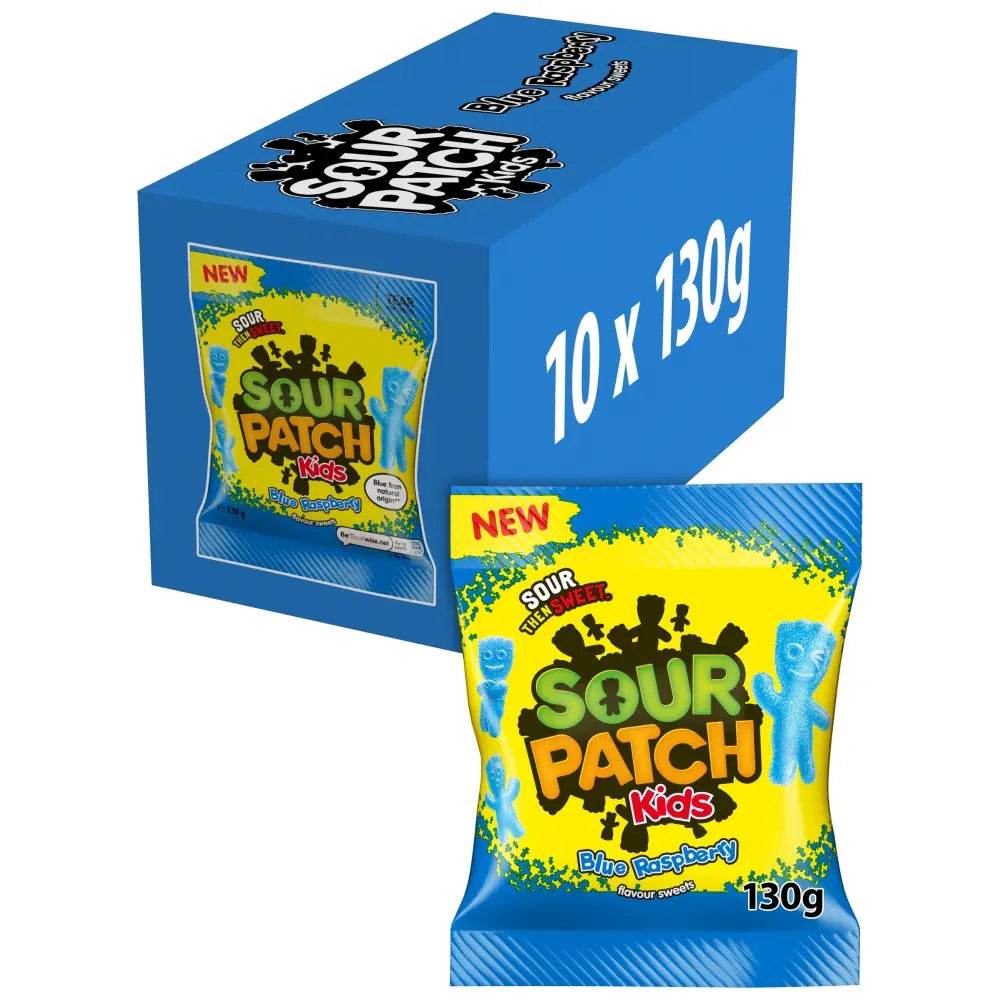 10 x Bolsas de frambuesa azul Sour Patch - 130 g