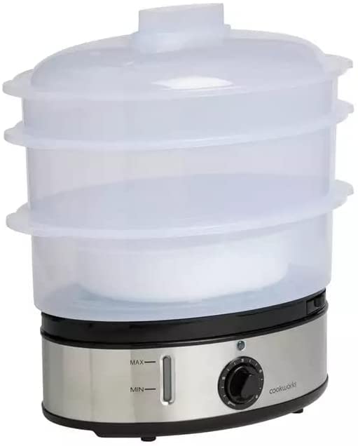 Cookworks XJ-10303 3 Bowl Electric Steamer Makes Nutritious Food Prep Easy - White