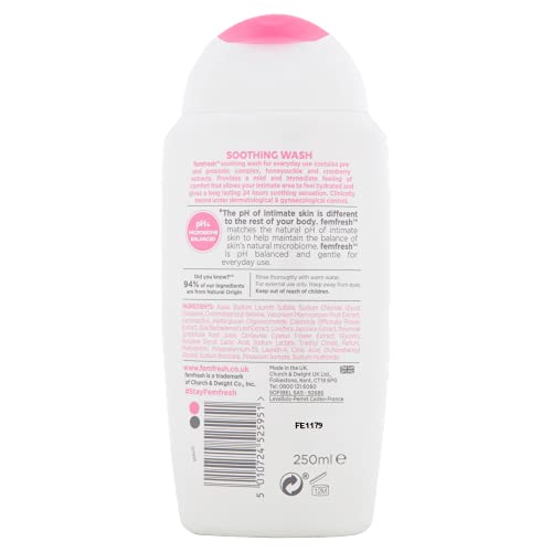 Femfresh Ultimate Care Soothing Wash, pH Balanced Feminine Wash with Hydrating Cranberry and Cornflower Extracts, Intimate Wash with Probiotics and Long-Lasting MULTIActif Complex